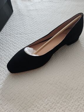 J. Crew Black Suede Low Heel Ballet Flat NEW Size 9
